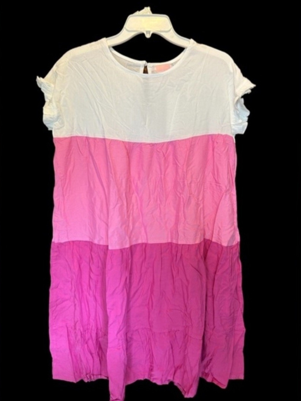 Tiered Hot Pink ColorBlock Baby Doll Dress - Picture 3 of 8